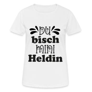 Du bisch min Heldin Patentante fragen Schweiz - Frauen T-Shirt atmungsaktiv - Weiß - Vorne - AI Model Female 172 dark (172cm)