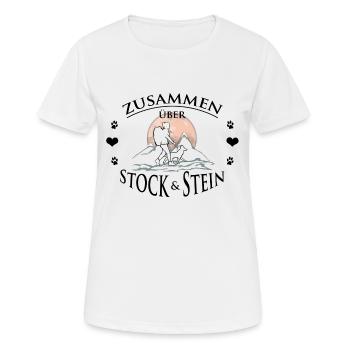 Frau Hund zusammen wandern - Frauen T-Shirt atmungsaktiv - Weiß - Vorne - AI Model Female 172 dark (172cm)