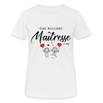 Cadeau personnalisé élue meilleure Maîtesse Enfant - T-shirt respirant Femme - blanc - Devant - AI Model Female 172 dark (172cm)