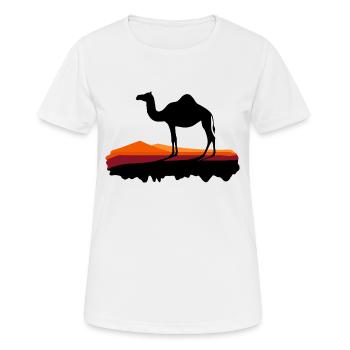 Dromedar im Abendlicht - Frauen T-Shirt atmungsaktiv - Weiß - Vorne - AI Model Female 172 dark (172cm)