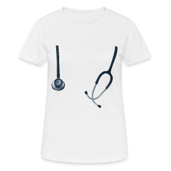 stéthoscope - T-shirt respirant Femme - blanc - Devant - AI Model Female 172 dark (172cm)