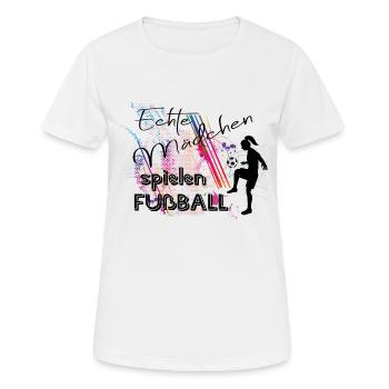 Echte Mädchen spielen Fussball Frauenfußball - Frauen T-Shirt atmungsaktiv - Weiß - Vorne - AI Model Female 172 dark (172cm)