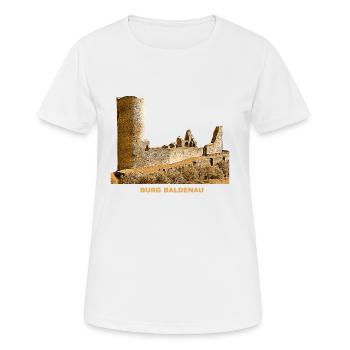Baldenau Burg Mosbach Ruine Hundsrück Rheinland - Frauen T-Shirt atmungsaktiv - Weiß - Vorne - AI Model Female 172 dark (172cm)
