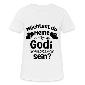 Möchtest du meine Godi Patentante Österreich Taufe - Frauen T-Shirt atmungsaktiv - Weiß - Vorne - AI Model Female 172 dark (172cm)
