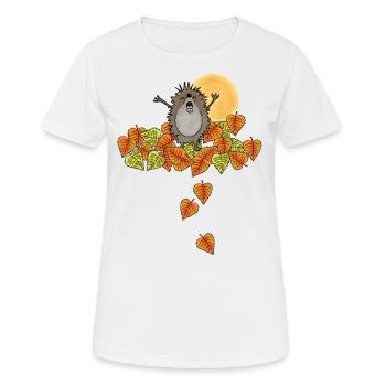 Igel, Herbst, Blätter, Laub - Frauen T-Shirt atmungsaktiv - Weiß - Vorne - AI Model Female 172 dark (172cm)