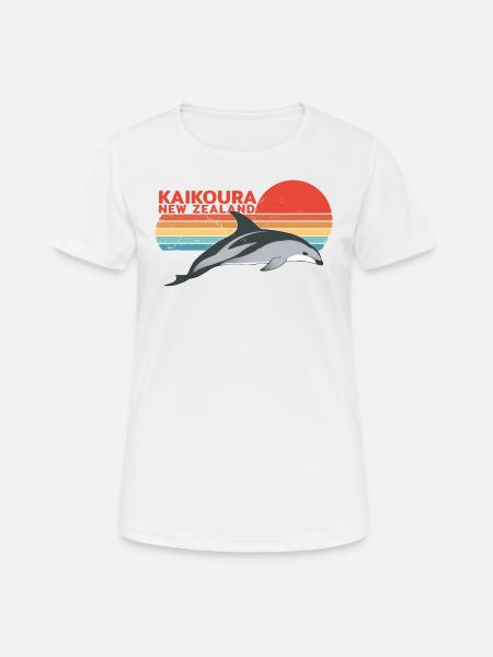 Neuseeland Kaikoura Schwarzdelfin - Frauen T-Shirt atmungsaktiv - Weiß
