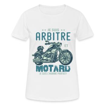 motard le meilleur arbitre le meilleur - T-shirt respirant Femme - blanc - Devant - AI Model Female 172 dark (172cm)
