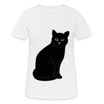 Schwarze Katze - Frauen T-Shirt atmungsaktiv - Weiß - Vorne - AI Model Female 172 dark (172cm)