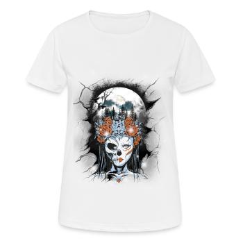 Skull Skeleton Halloween Ghost Ghost Ghost - Women's Breathable T-Shirt - white - Front - AI Model Female 172 dark (172cm)