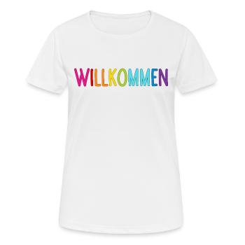 Willkommen - Frauen T-Shirt atmungsaktiv - Weiß - Vorne - AI Model Female 172 dark (172cm)