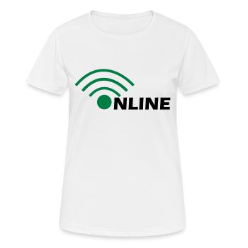 Online - Frauen T-Shirt atmungsaktiv - Weiß - Vorne - AI Model Female 172 dark (172cm)