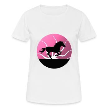 Chevaux équitation sport équestre - T-shirt respirant Femme - blanc - Devant - AI Model Female 172 dark (172cm)
