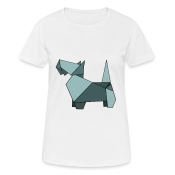 Hund Hunde Hündchen Sticker ORIGAMI - Frauen T-Shirt atmungsaktiv - Weiß - Vorne - AI Model Female 172 dark (172cm)