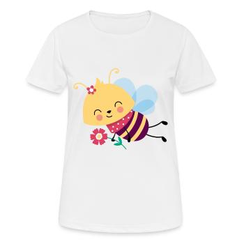 Abeille avec fleur - T-shirt respirant Femme - blanc - Devant - AI Model Female 172 dark (172cm)