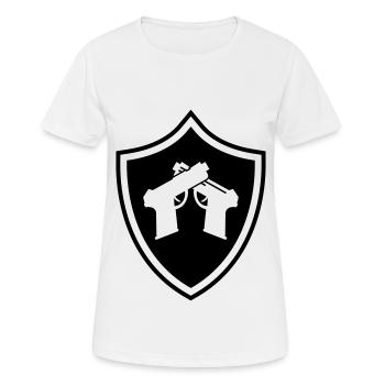 Armoiries du pistolet - T-shirt respirant Femme - blanc - Devant - AI Model Female 172 dark (172cm)