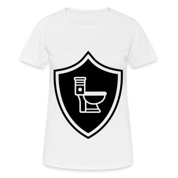 Wc Toilette Wappen - Frauen T-Shirt atmungsaktiv - Weiß - Vorne - AI Model Female 172 dark (172cm)