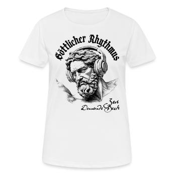 Das Open-Air-T-Shirt mit göttlichem Rhythmus - Frauen T-Shirt atmungsaktiv - Weiß - Vorne - AI Model Female 172 dark (172cm)