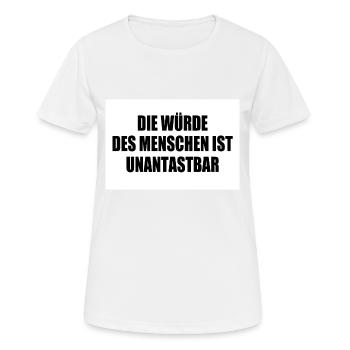 La dignité humaine est inviolable - T-shirt respirant Femme - blanc - Devant - AI Model Female 172 dark (172cm)