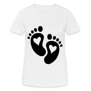 Pieds de bébé Coeur - T-shirt respirant Femme - blanc - Devant - AI Model Female 172 dark (172cm)