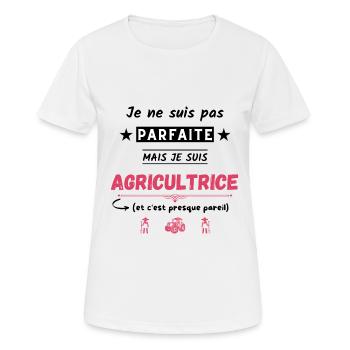 Je ne suis pas parfaite mais je suis agricultrice - T-shirt respirant Femme - blanc - Devant - AI Model Female 172 dark (172cm)