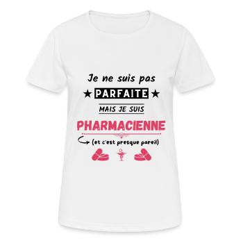 Je ne suis pas parfaite mais je suis pharmacienne - T-shirt respirant Femme - blanc - Devant - AI Model Female 172 dark (172cm)