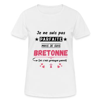Je ne suis pas parfaite mais je suis Bretonne - T-shirt respirant Femme - blanc - Devant - AI Model Female 172 dark (172cm)