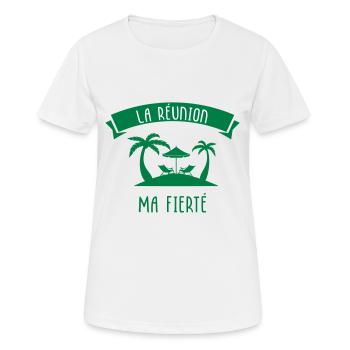 La Réunion Ma Fierté - T-shirt respirant Femme - blanc - Devant - AI Model Female 172 dark (172cm)