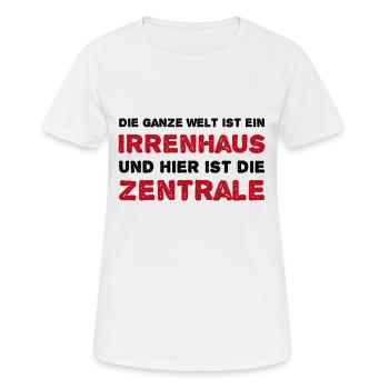Die ganze Welt ist ein Irrenhaus - Frauen T-Shirt atmungsaktiv - Weiß - Vorne - AI Model Female 172 dark (172cm)