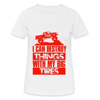 monster truck slogan - Women's Breathable T-Shirt - white - Front - AI Model Female 172 dark (172cm)