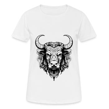 Taureau Tête Taureau Symbole Taureau - T-shirt respirant Femme - blanc - Devant - AI Model Female 172 dark (172cm)