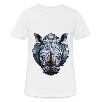 Nashorn Portrait - Frauen T-Shirt atmungsaktiv - Weiß - Vorne - AI Model Female 172 dark (172cm)