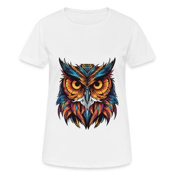 Eule Portrait - Frauen T-Shirt atmungsaktiv - Weiß - Vorne - AI Model Female 172 dark (172cm)