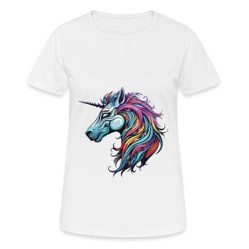 Einhorn Portrait - Frauen T-Shirt atmungsaktiv - Weiß - Vorne - AI Model Female 172 dark (172cm)