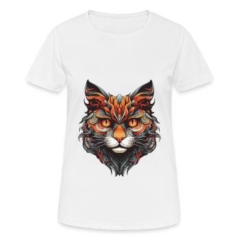 Tête de portrait de chat - T-shirt respirant Femme - blanc - Devant - AI Model Female 172 dark (172cm)