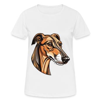 Tête de chien lévrier - T-shirt respirant Femme - blanc - Devant - AI Model Female 172 dark (172cm)