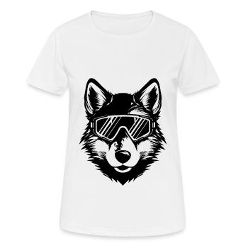 Lunettes de ski Wolf - T-shirt respirant Femme - blanc - Devant - AI Model Female 172 dark (172cm)