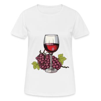Verre à vin Raisins Vin - T-shirt respirant Femme - blanc - Devant - AI Model Female 172 dark (172cm)
