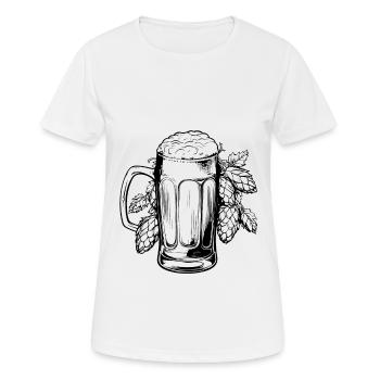 Beer glass, hops, malt, beer - Women's Breathable T-Shirt - white - Front - AI Model Female 172 dark (172cm)