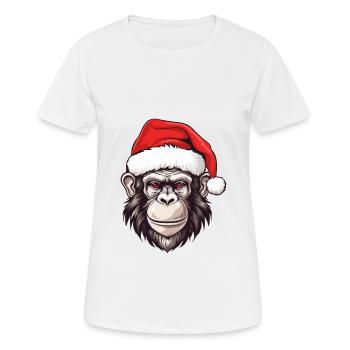 Portrait de Noël tête de singe - T-shirt respirant Femme - blanc - Devant - AI Model Female 172 dark (172cm)