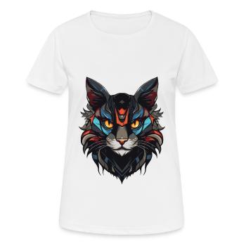 Tête de chat - T-shirt respirant Femme - blanc - Devant - AI Model Female 172 dark (172cm)
