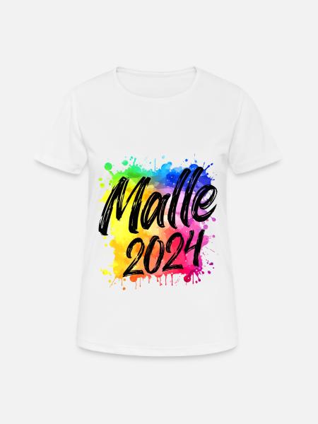 Malle 2024 Bunt Klecks Mallorca - Dame T-shirt svedtransporterende - hvid