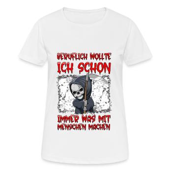 schwarzer Humor, Sensenmann Geschenk - Frauen T-Shirt atmungsaktiv - Weiß - Vorne - AI Model Female 172 dark (172cm)