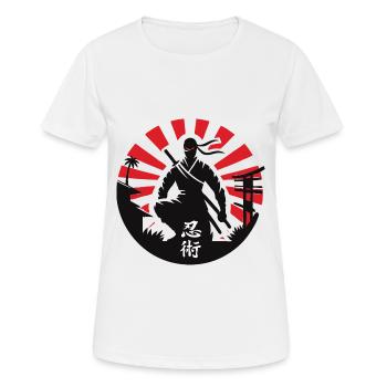 Ninjutsu - Silhouette Ninja - Guerrier de l’ombre - T-shirt respirant Femme - blanc - Devant - AI Model Female 172 dark (172cm)