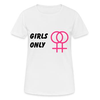Girls only, lesbian - T-shirt respirant Femme - blanc - Devant - AI Model Female 172 dark (172cm)