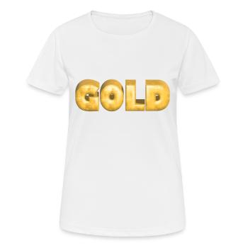 GOLD gold Gold Text Schrift Barren - Frauen T-Shirt atmungsaktiv - Weiß - Vorne - AI Model Female 172 dark (172cm)