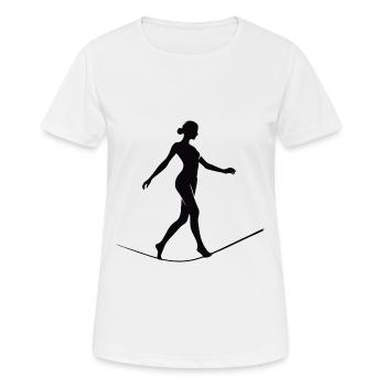 Elegante Seiltänzerin – Balance in Perfektion - Frauen T-Shirt atmungsaktiv - Weiß - Vorne - AI Model Female 172 dark (172cm)