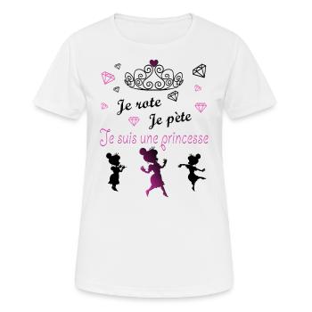 Princesse. Je suis une princesse. - T-shirt respirant Femme - blanc - Devant - AI Model Female 172 dark (172cm)