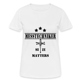 Measurement technician Size Matters Black - Women's Breathable T-Shirt - white - Front - AI Model Female 172 dark (172cm)