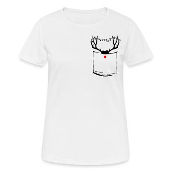 rentier Rudolf || Weihnachten - Frauen T-Shirt atmungsaktiv - Weiß - Vorne - AI Model Female 172 dark (172cm)