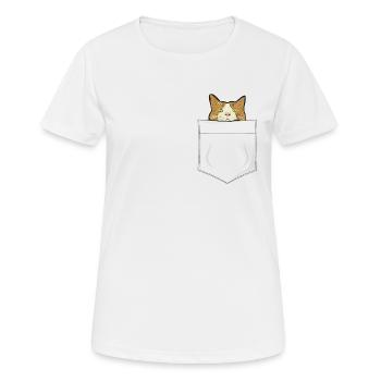 Cat looks out of the shirt pocket Pocket - Women's Breathable T-Shirt - white - Front - AI Model Female 172 dark (172cm)